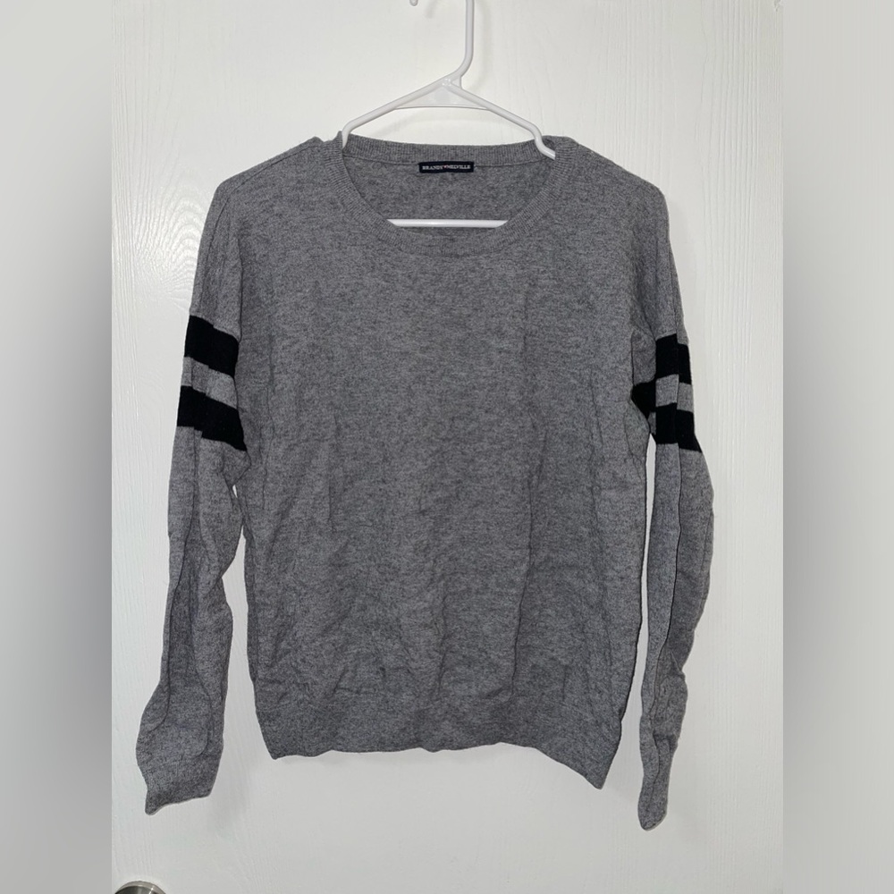 Brandy Melville Gray Black Stripes Crewneck Sweater OS